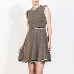NWT - THML brown and black fringe a-line dress